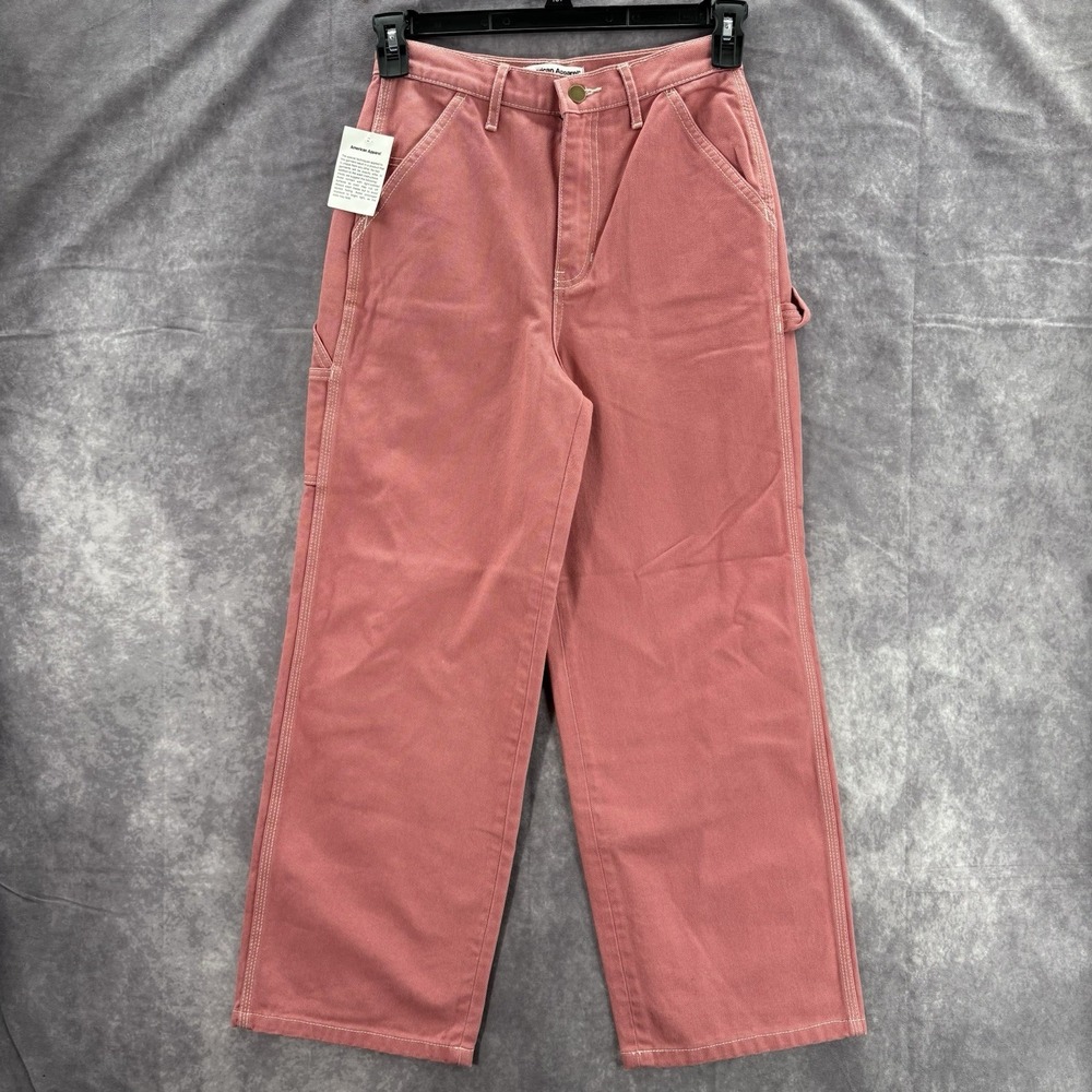 American Apparel Jeans Womens 26 Pink Carpenter Crop Y2K Baggy